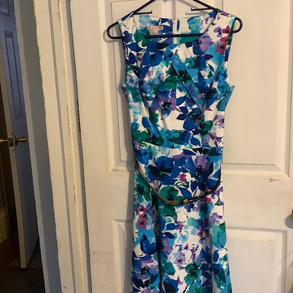 Flowered color dress believed the company is CB.